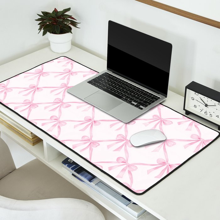 Pastel Pink Bows Coquette Aesthetic Vintage Romantic Feminine Preppy Bedroom Desk Mat Gallery Image 2