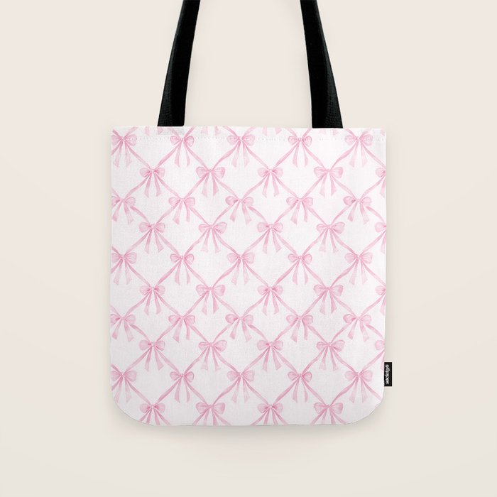 Pastel Pink Bows Coquette Aesthetic Vintage Romantic Feminine Preppy Bedroom Tote Bag Gallery Image 1