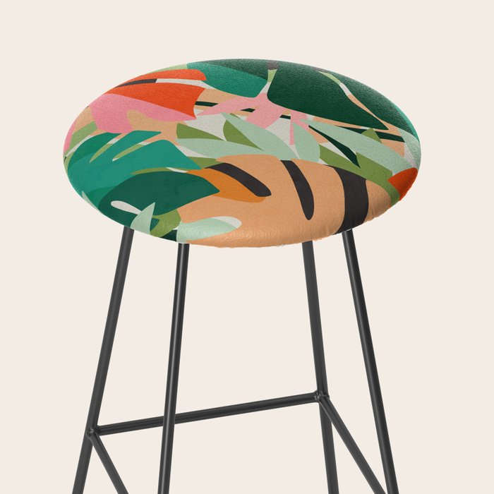 Tropical leaves in the jungle Stool Gallery Image 2