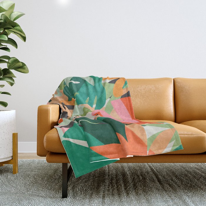 Tropical leaves in the jungle Throw Blanket Gallery Image 1