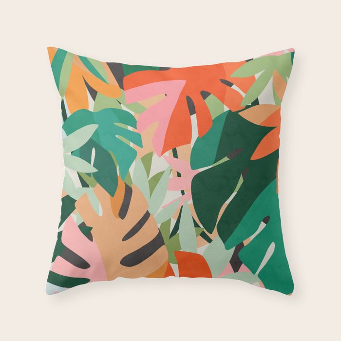 Tropical leaves in the jungle Throw Pillow Gallery Image 6