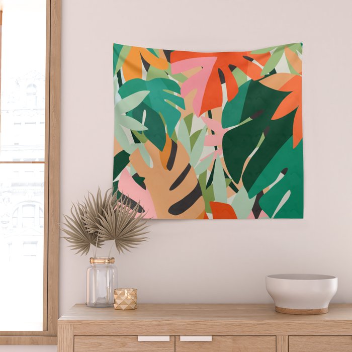 Tropical leaves in the jungle Wall Tapestry Gallery Image 2