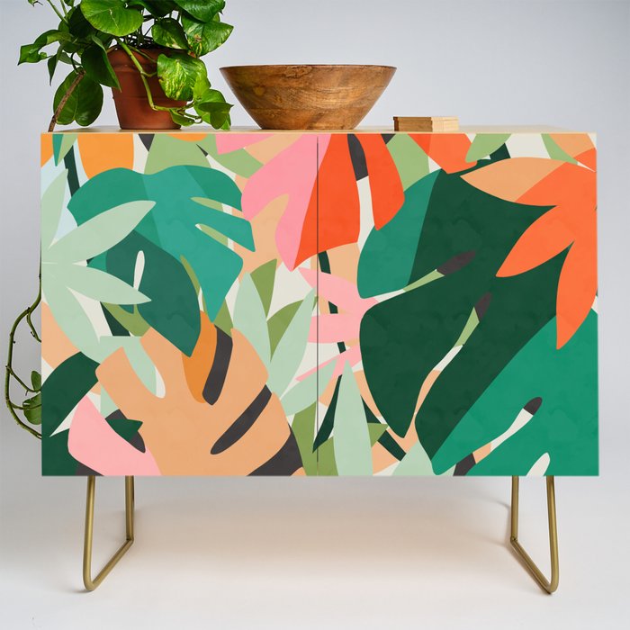 Tropical leaves in the jungle Credenza Gallery Image 1