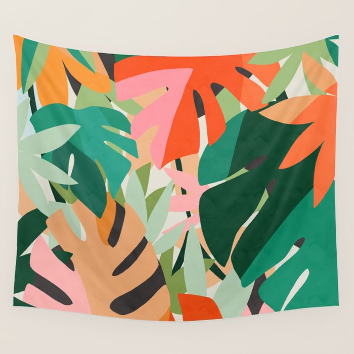 Tropical leaves in the jungle Wall Tapestry Gallery Image 4