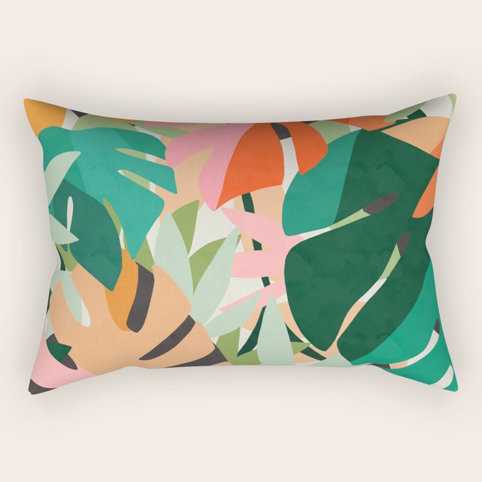 Tropical leaves in the jungle Rectangular Pillow Gallery Image 2
