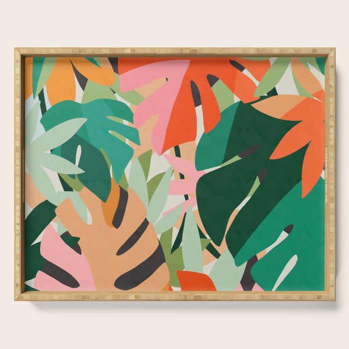 Tropical leaves in the jungle Serving Tray Gallery Image 1