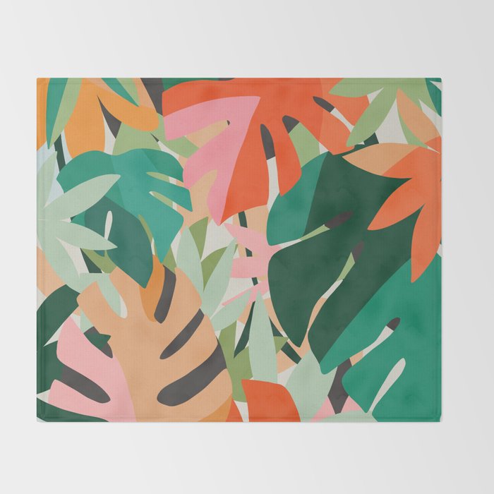 Tropical leaves in the jungle Throw Blanket Gallery Image 2