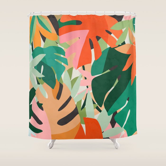 Tropical leaves in the jungle Shower Curtain Gallery Image 1