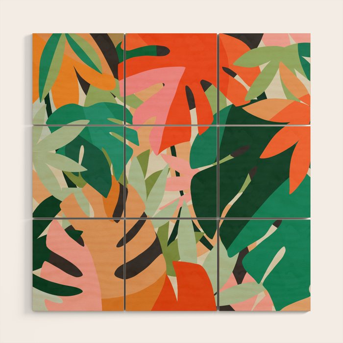 Tropical leaves in the jungle Wood Wall Art Gallery Image 1