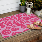 Pink Dripping Smiley Outdoor Rug Gallery Image 2