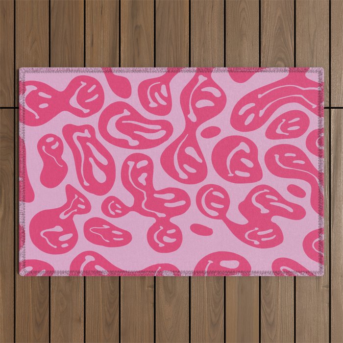 Pink Dripping Smiley Outdoor Rug Gallery Image 1