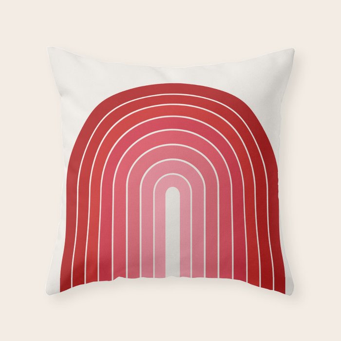 Gradient Arch VI Pink and Red Mid Century Modern Rainbow Throw Pillow Gallery Image 6