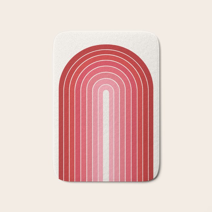 Gradient Arch VI Pink and Red Mid Century Modern Rainbow Bath Mat Gallery Image 1