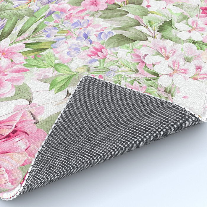 Vintage & Shabby Chic - Pastel Spring Flower Medow Rug Gallery Image 4