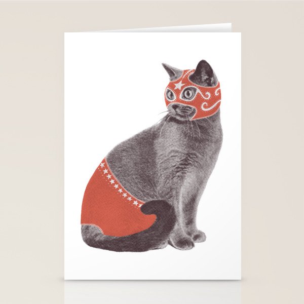 Cat Wrestler Stationery Card Gallery Image 1