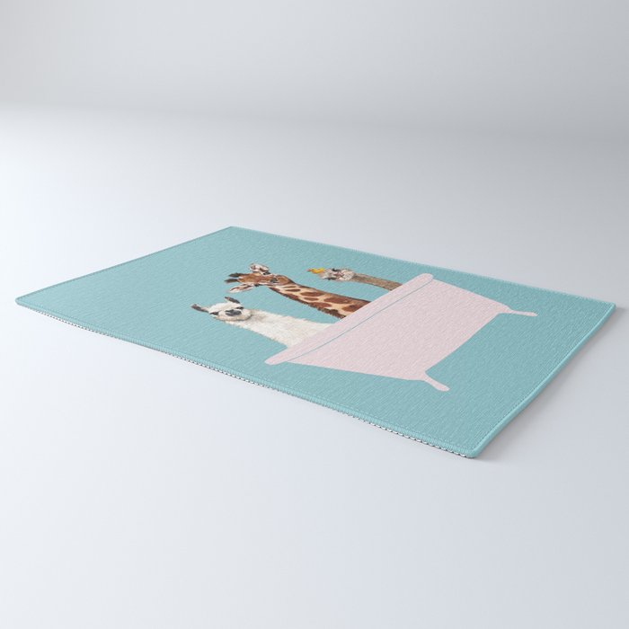 Playful Gangs in Bathtub Blue Rug Gallery Image 3