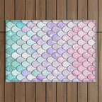 Mermaid Pastel Pink Purple Aqua Teal Outdoor Rug Gallery Image 1