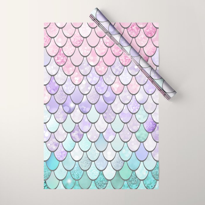 Mermaid Pastel Pink Purple Aqua Teal Wrapping Paper Gallery Image 1