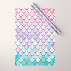 Mermaid Pastel Pink Purple Aqua Teal Wrapping Paper Gallery Image 1