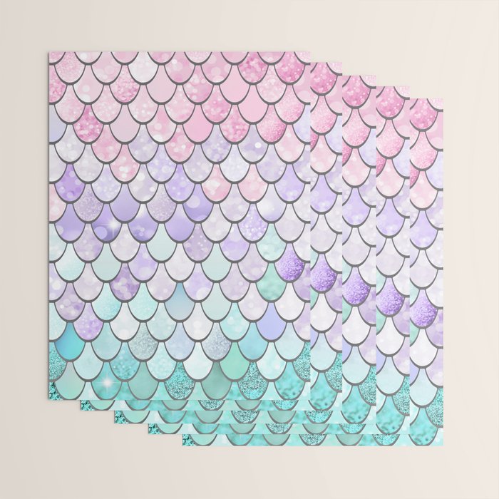 Mermaid Pastel Pink Purple Aqua Teal Wrapping Paper Gallery Image 3