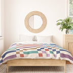 Colorful Geometric Checkered Stripes Pattern Duvet Cover Gallery Image 3