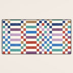 Colorful Geometric Checkered Stripes Pattern Desk Mat Gallery Image 3