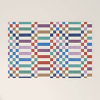 Colorful Geometric Checkered Stripes Pattern Welcome Mat Gallery Image 1