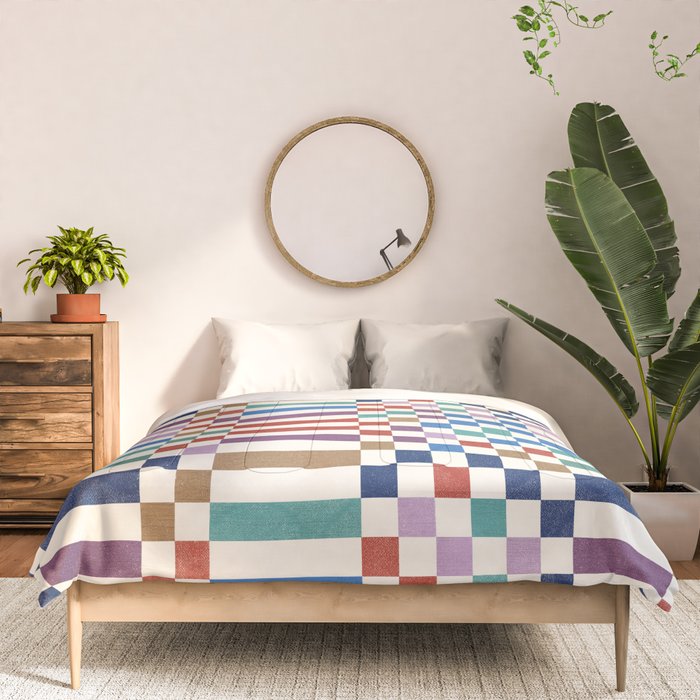 Colorful Geometric Checkered Stripes Pattern Comforter Gallery Image 3