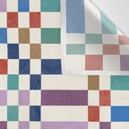 Colorful Geometric Checkered Stripes Pattern Wall Tapestry Gallery Image 3