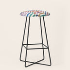 Colorful Geometric Checkered Stripes Pattern Stool Gallery Image 1