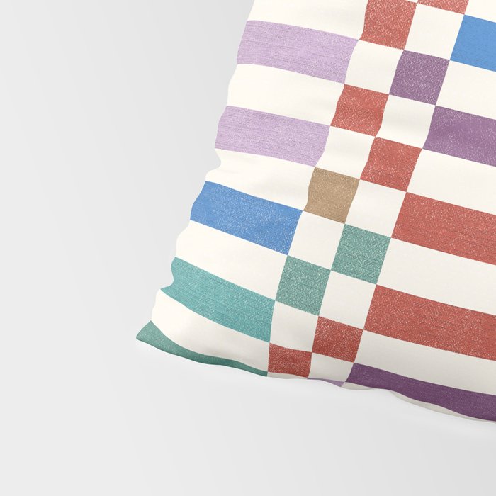 Colorful Geometric Checkered Stripes Pattern Pillow Sham Gallery Image 4
