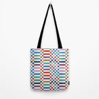 Colorful Geometric Checkered Stripes Pattern Tote Bag Gallery Image 2