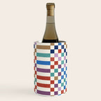 Colorful Geometric Checkered Stripes Pattern Wine Chiller Gallery Image 1