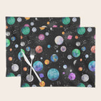 Outer Space Planets Watercolor Galaxy Placemat Gallery Image 1