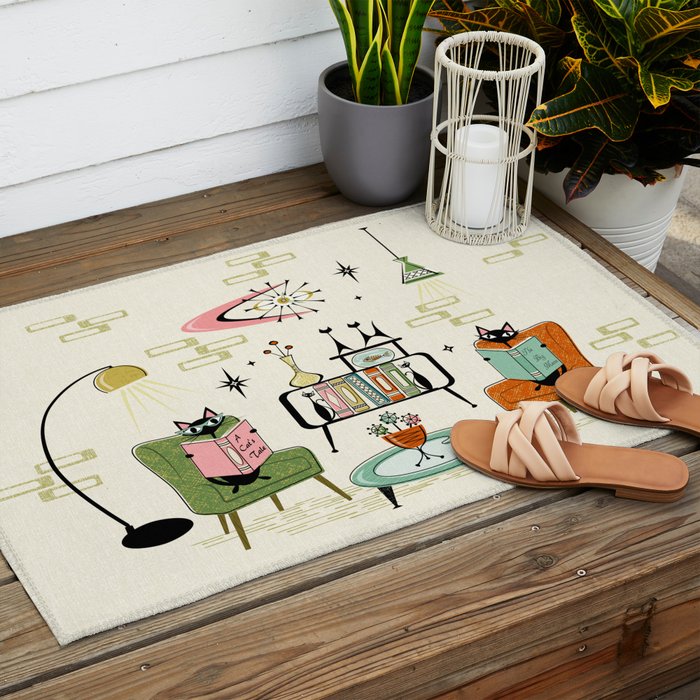 Cozy Cats Den studioxtine Outdoor Rug Gallery Image 2