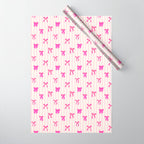 Classic Hot Pink Bows And Stripes Wrapping Paper Gallery Image 1