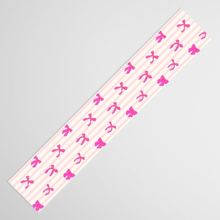 Classic Hot Pink Bows And Stripes Table Runner Gallery Image 3