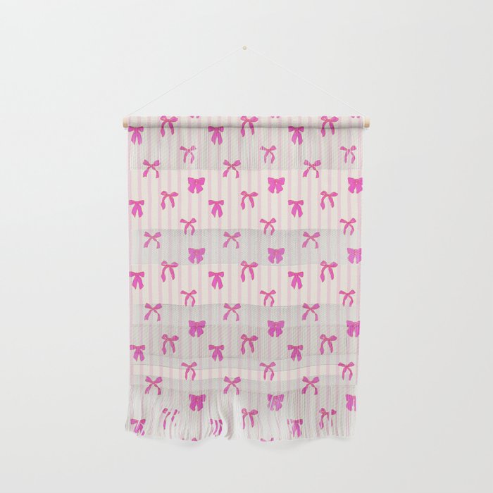 Classic Hot Pink Bows And Stripes Wall Hanging Gallery Image 1