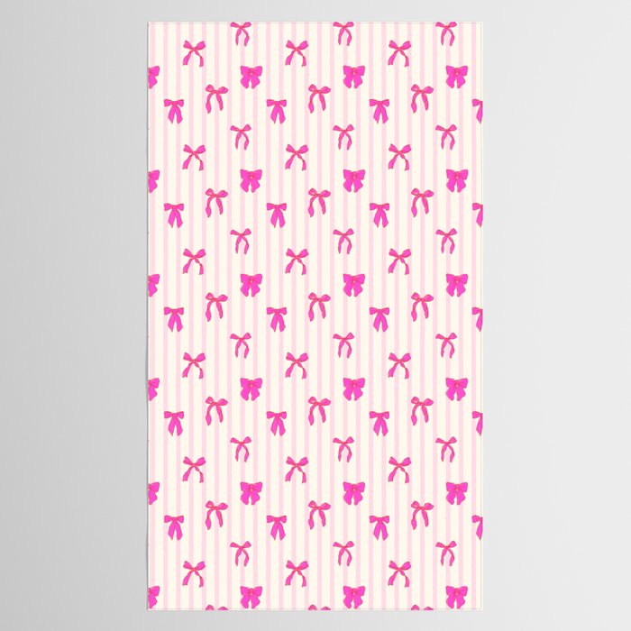 Classic Hot Pink Bows And Stripes Tablecloth Gallery Image 2