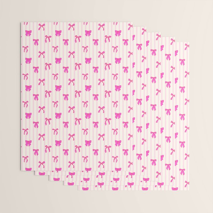 Classic Hot Pink Bows And Stripes Wrapping Paper Gallery Image 3