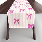 Classic Hot Pink Bows And Stripes Table Runner Gallery Image 1