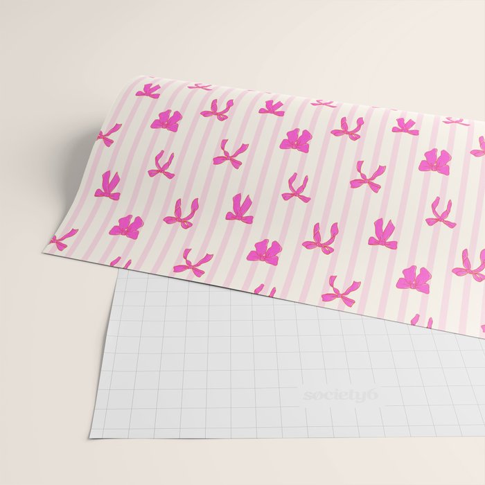 Classic Hot Pink Bows And Stripes Wrapping Paper Gallery Image 2