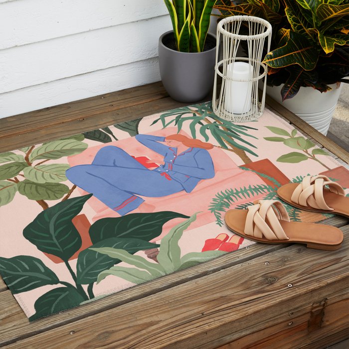 Reading with The Plants Outdoor Rug Gallery Image 2