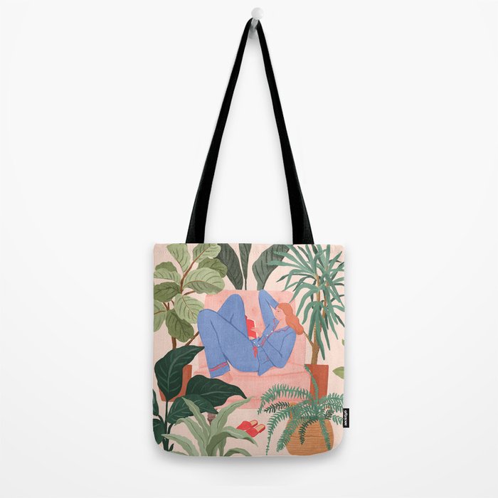 Reading with The Plants Tote Bag Gallery Image 2