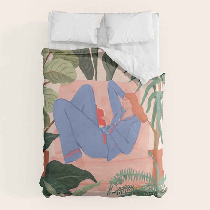 Reading with The Plants Duvet Cover Gallery Image 1