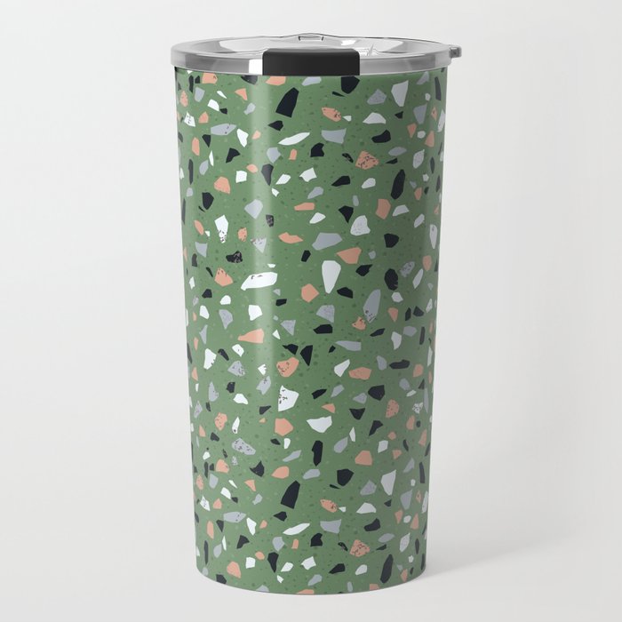 Terrazzo flooring seamless pattern with colorful marble rocks Travel Mug Gallery Image 1