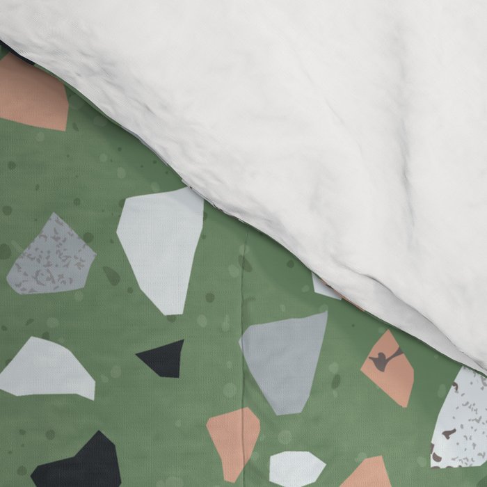 Terrazzo flooring seamless pattern with colorful marble rocks Comforter Gallery Image 4