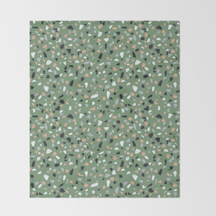 Terrazzo flooring seamless pattern with colorful marble rocks Throw Blanket Gallery Image 2