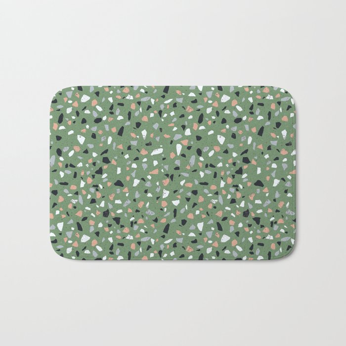 Terrazzo flooring seamless pattern with colorful marble rocks Bath Mat Gallery Image 1