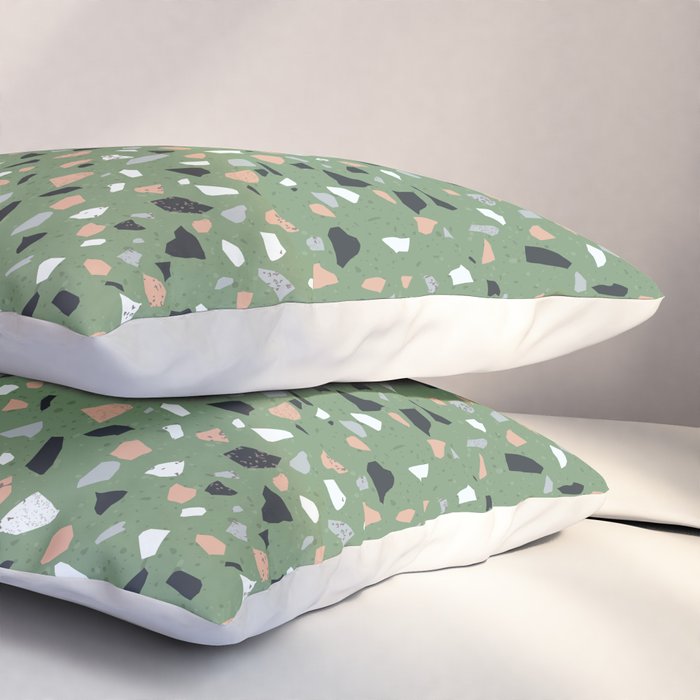 Terrazzo flooring seamless pattern with colorful marble rocks Pillow Sham Gallery Image 3